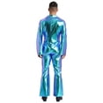 thumbnail image 4 of TiaoBug Mens Movie Star Jumpsuit sHINY Metallic Singer Dancer Leotard Halloween Party Costume Blue 3XL, 4 of 7