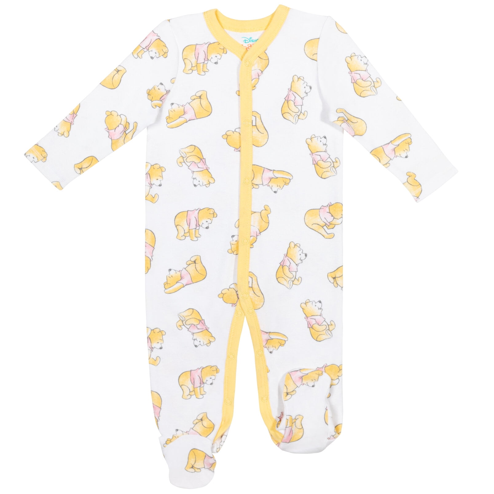 Disney Winnie the Pooh Baby Boys' 2-Pack Footed One-Piece Sleep N' Play Pooh White Grey