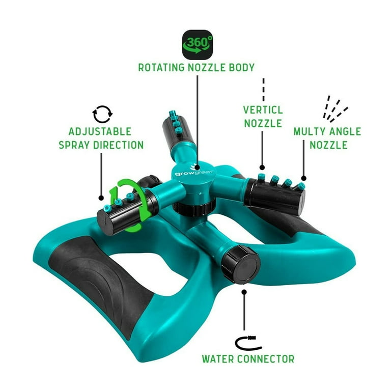 TOUGH MASTER Revolving 3 Arm Sprinkler 360 Degree 3-arm Grass Lawn Automatic Watering Sprinklers