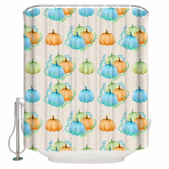 Fabric Shower Curtain Thanksgiving Fall Vintage Harvest Pumpkin Shower Curtains with 12 Hooks Waterproof Machine Washable Bath Curtains for Bathroom, 54 x 78in