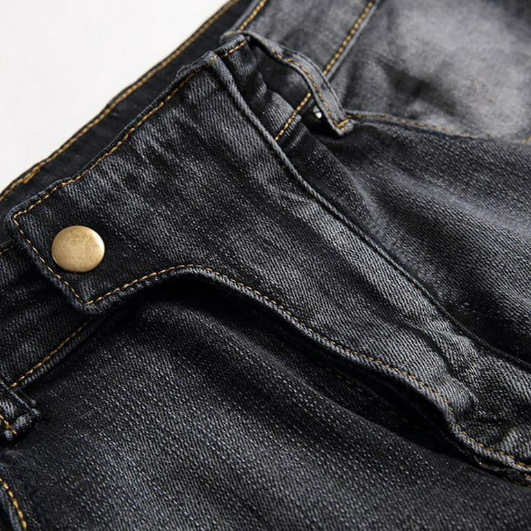 SOOMLON Men's Vintage Jeans Classic 70s Style Denim Pants Beach Pants  Button Denim Jeans Black XL