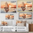 thumbnail image 4 of Designart "Sailing Boat Into The Sunset Peach" Transportation Floater Framed Wall Art Living Room, 4 of 7