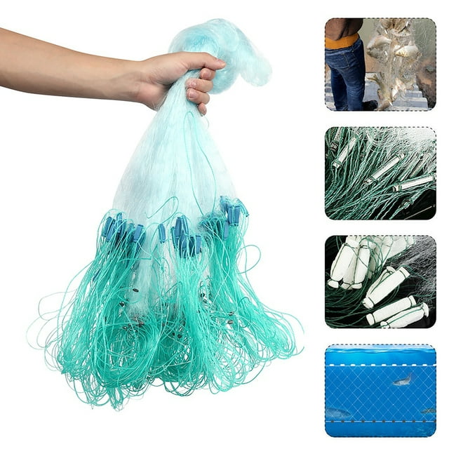 Filet de Pêche, Accessoires de Pêche Légers, Filet de Pêche Professionnel de 50 M, pour Eau Salée d'Eau Douce 3 Doigts, 4 Doigts