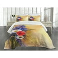 thumbnail image 3 of Ambesonne Floral Quilted Bedspread Set 3 Pcs, Poppy Chamomile Spring, Queen Size, Blue White, 3 of 5