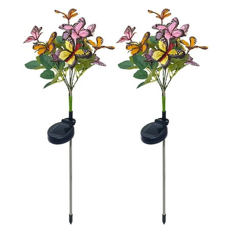 

2 Pack Butterflies Garden Multi-Color Lights Solar Powered Stake Lamp Outdoor