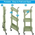 thumbnail image 2 of 3 Tier Rolling Cart, Metal Utility Cart, Folding Mobile Multi-Function Storage Trolley Organizer Cart for Home Library Office(Green), 2 of 18
