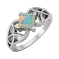 thumbnail image 2 of Mooneye 5mm Square Shape Opal 925 Sterling Silver Celtic Women Valentines Day Gift Ring, 2 of 6
