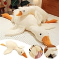 thumbnail image 3 of Large White Goose Plush Toy, Long Rectangular Soft Sleeping Pillow, Soothing Cuddle Doll for and Adults, Cute Lying Down Plushie Ideal as Easter Gift and Bedtime Comfort Companion, 61.02in, White, 3 of 13