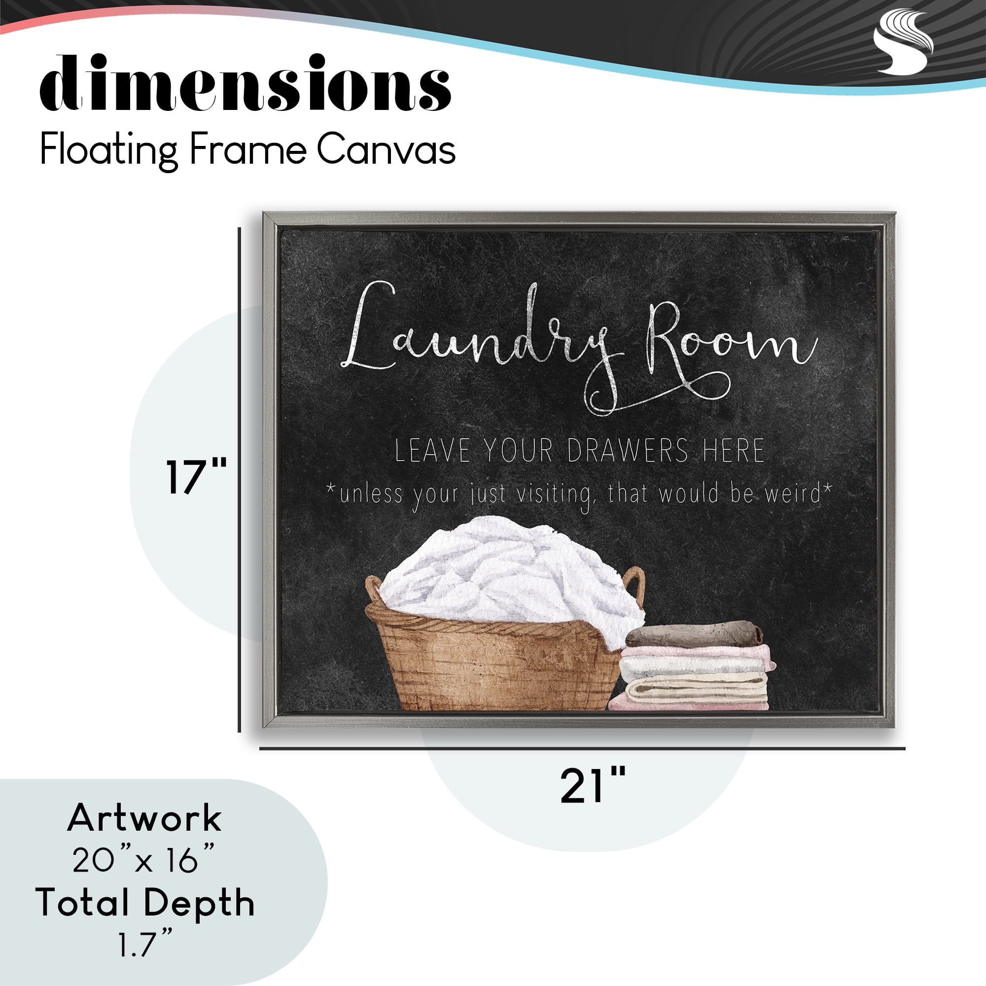 Leave Your Drawers Laundry Gray Framed Floater Canvas Wall Art, design by Kim Allen