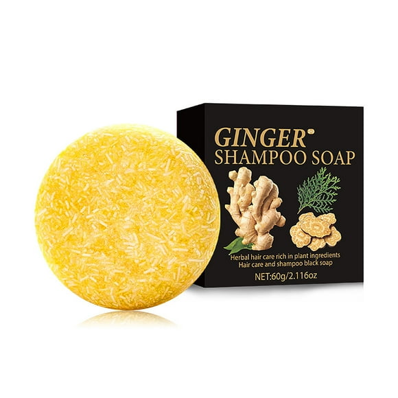 yelldesk Shampoo Bar for Hair Solid Soap, Ginger Shampoo Protection Breakage Tough Hair Dandruff Removal Itching Relief Oil Control Refreshing And Authentic Ginger Shampoo 60g