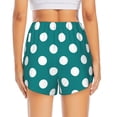 thumbnail image 2 of Lsque Teal And White Polka Dot Printed Women's Running Shorts with Liner Pockets,Elastic Quick Dry Workout Athletic Gym Yoga Shorts,Womens High Waist Shorts-Large, 2 of 9