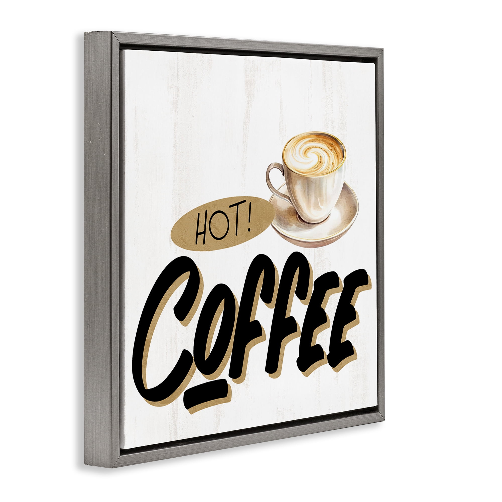 Stupell Industries Retro Fresh Hot Coffee Gray Framed Floater Canvas Wall Art, design by Kim Allen
