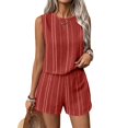 thumbnail image 2 of Women's Summer 2 Piece Short Sets Lounge Sleeveless Top Shorts Matching Outfits Casual Striped Vacation Sweatsuit M, 2 of 6