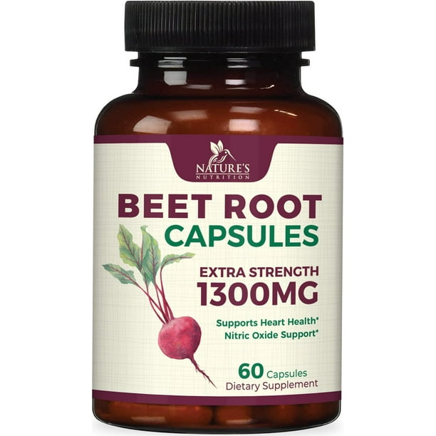 Nature's Nutrition Beet Root Capsules, 1300mg Per Serving, Organic