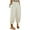 Beige, variant on Maean Women's Cotton Linen Pants Casual Wide Leg Elastic Waist Baggy Pleated Cropped Trousers with Pockets