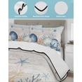 thumbnail image 3 of Full Size Quilt Bedding Set, Navy Blue Coastal Reversible Summer Quilt 3 Pieces, Shell Starfish Coral Vintage Summer Beach Lightweight Bedspreads Coverlets with 2 Pillow Shams for All Seasons, 3 of 5