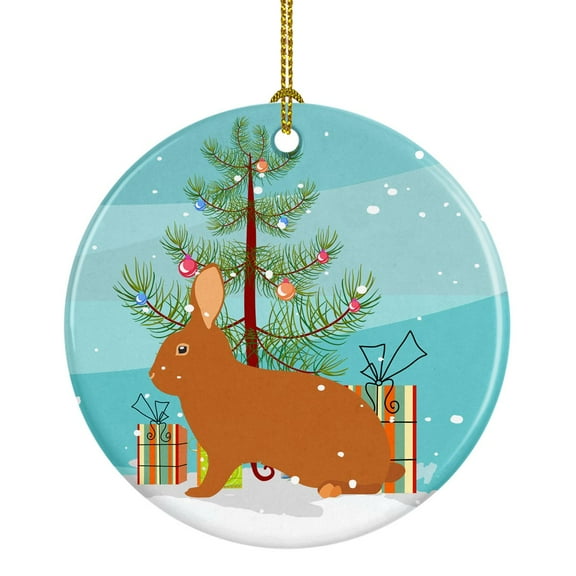 Carolines Treasures BB9336CO1 Rex Rabbit Christmas Ceramic Ornament 3 in multicolor