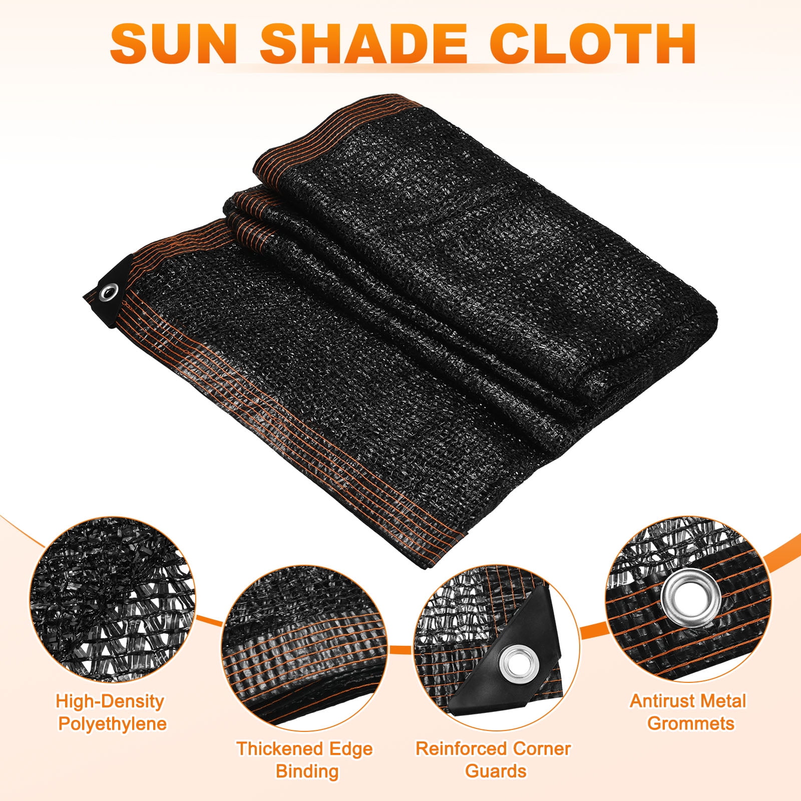 Uxcell 90% Sun Shade Cloth for Garden, HDPE 6.5x10 FT Sun Shade Net with Reinforced Grommets for Patio/Greenhouse [Black]