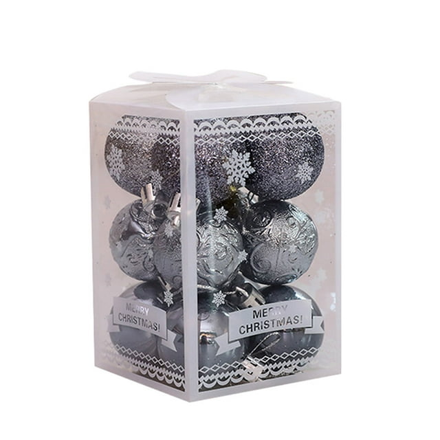 Billuyoard 12 unids/set adornos de brillo para decoración del hogar bolas de Navidad con construcción duradera fácil Kits de decoración para fiestas gris