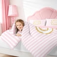 thumbnail image 3 of meiyoeat Geometric Line Art Twin Comforter Sets For Kids,Gold S Alphabet Print Bedding Set For Girls,pink Reversible,2 Pieces, 3 of 7