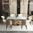 thumbnail image 2 of POVISON Modern Dining Chair Wingback Side Chair (Set of 2), PU Leather Upholstery, Carbon Steel Legs, Brown, Fully Assemble, 2 of 9