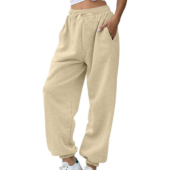 JJHGVB Fleece Lined Pants Jogger Sweatpants Women Long Sweatpants Women's Sweatpants Woman's Pants Trousers Pants for Women Petite Women's Pants Casual Beige 4XL