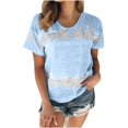 thumbnail image 2 of Njoeus Womens Crewneck Short Sleeve Shirts Summer Tops Casual Graphic Tee Shirts Loose Blouses S-5XL （Available in Plus Size), 2 of 3