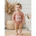 thumbnail image 6 of Qmyliery Baby Girl Sweater Romper Cute Letter and Floral Embroidery Round Neck Long Sleeve Knit Jumpsuit, 6 of 9