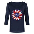 thumbnail image 4 of Mifsaly Patriotic 3/4 Sleeve Tops for Women American Flag Sunflower Graphic Shirt Casual Summer Independence Day T-Shirt 2026 S, 4 of 5