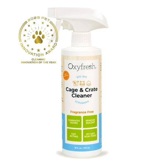 Oxyfresh Premium Cage & Crate Cleaner – Professional Dog Crate & Small Animal & Bird Cage Odor Eliminator – Quickly Cleans, Removes Poop & Deodorizes Pet Odors – Safe & Bleach Free