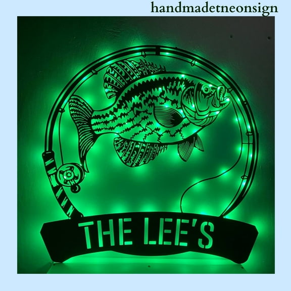 Handmadetneonsign Black Crappie Fish Metal Sign, Fishing Metal Wall Art, Fisher Metal Home Wall Decor 037300