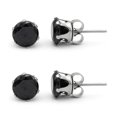 thumbnail image 1 of BEBERLINI Stud Earrings Set Of 2 Pairs Round Cubic Zirconia Stainless Steel CZ Ear Piercing Fashion Jewelry for Adult Female Size 7 mm Black, 1 of 7