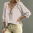 thumbnail image 4 of Women 3/4 Sleeve V-Neck Polka Dot Lace Up Blouse Dressy Casual V Neck Shirts Trendy Flowy Tees Loose Fit Work Blouses, 4 of 5