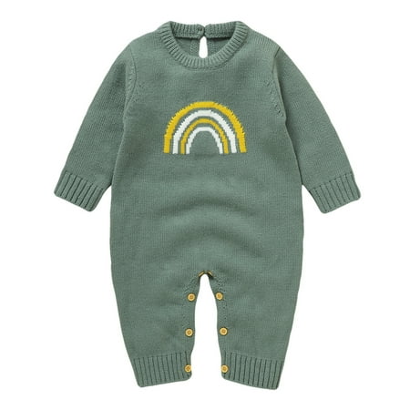 

Baby Knit Romper Long Sleeve Boy Girl Rainbow Sweater Clothes Baby Jumpsuit Body Suits Baby Summer Baby Clothes Rompers Pack Romper 12 Months Little Boys Romper Boys 18-24 Month Clothes Short Sleeve