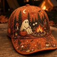thumbnail image 5 of Halloween Baseball Cap Hkoxplj Vintage Retro Pumpkin Print Adjustable Breathable Hat Fall Holiday Costume for Party Trick or Treat Camping Photo Shoot Daily Wear Unisex Structured Hat Cap, 5 of 5
