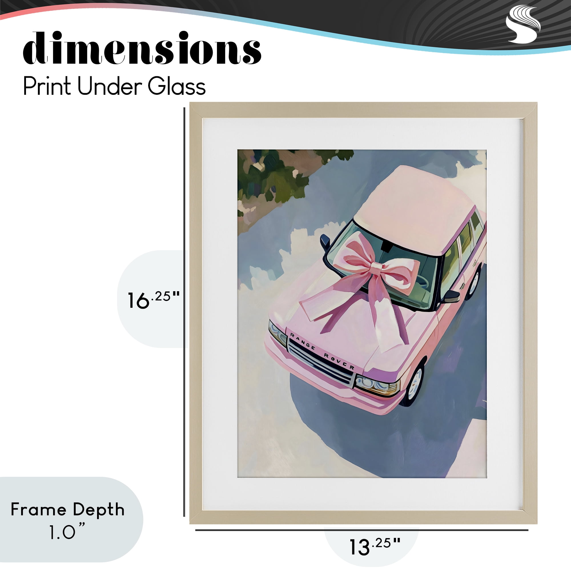 Stupell Industries Pink Luxury Rover with Ribbon Birch Framed Print Under Glass, design by The Prints Vibe