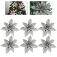 thumbnail image 5 of Gymnture 9 Glitter Poinsettia Xmas Tree Ornaments - Silver, 5 of 10