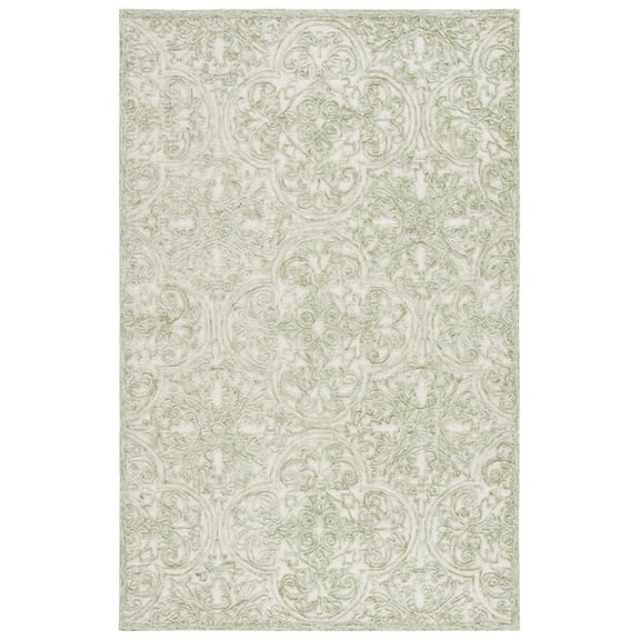 SAFAVIEH Trace Burton Geometric Area Rug, Ivory/Green, 6' x 9'