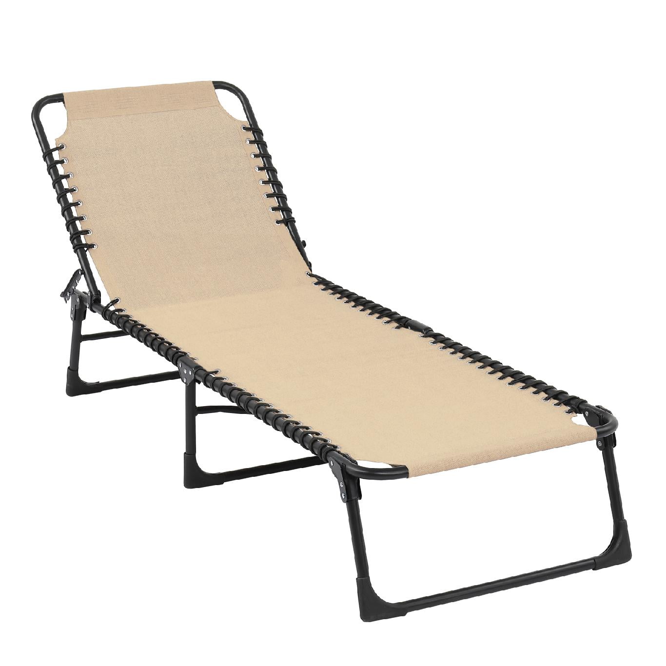 VINGLI Patio Folding Chaise Lounge Chair, Adjustable 4 Levels Lounger
