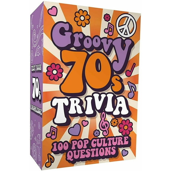 Gift Republic Groovy 70's Pop Culture Trivia Card Game 100 Questions Multicolor