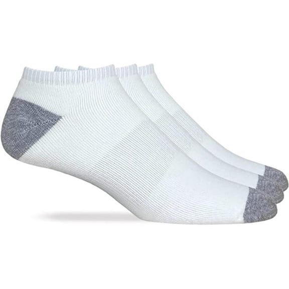 Carolina Ultimate Work Cotton No Show Socks, White, (XL) Men 12-16, 3 Pair