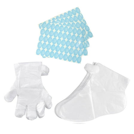 MLINS White Foot Cover and Gloves Set with Sticker for Hand and Foot Care Made of PE Material 200pcs