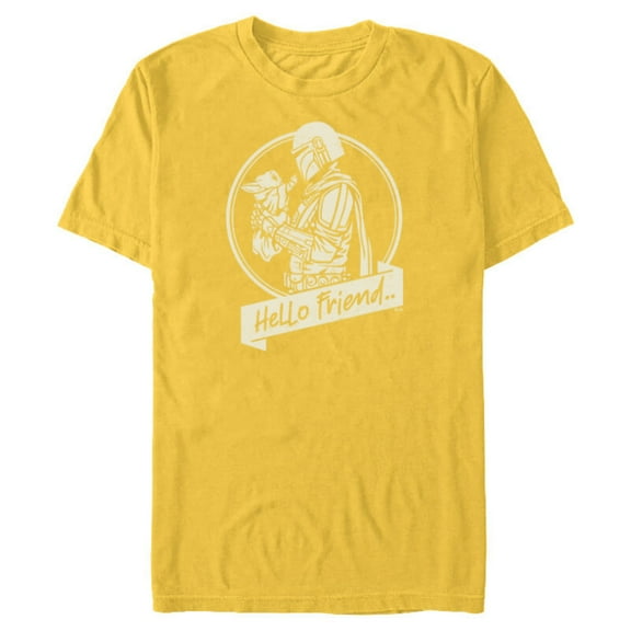 Star Wars The Mandalorian Mando and Grogu Hello Friend - Short Sleeve Blended T-Shirt for Adults - Customized-Yellow