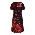thumbnail image 5 of GaThRRgYP Women's Printed Maxi Short Sleeve Dress,Women's Fashion Summer Print Short-sleeved V-neck Casual Dress Wine L, 5 of 8