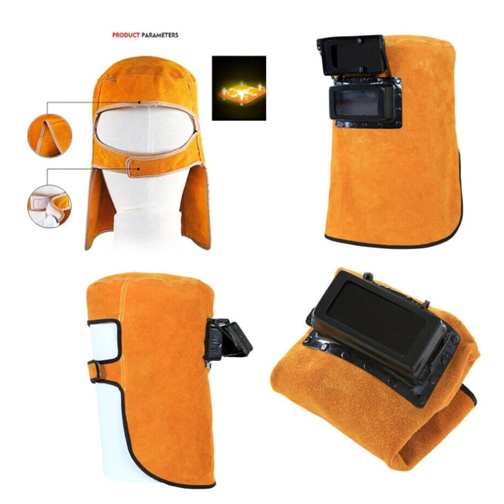 1Pc Welding Mask Solar Auto Darkening Filter Lens Welder Cow Leather Welding Helmet Mask Hood Cap For Welding Protection