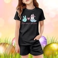thumbnail image 2 of Rhuody Easter Outfits For Boy Kids Boys Girls Printed Short Sleeve T Shirt Top And Shorts Pants Set Pajama Set Casual Springs Wear Black 3-4 Years, 2 of 4