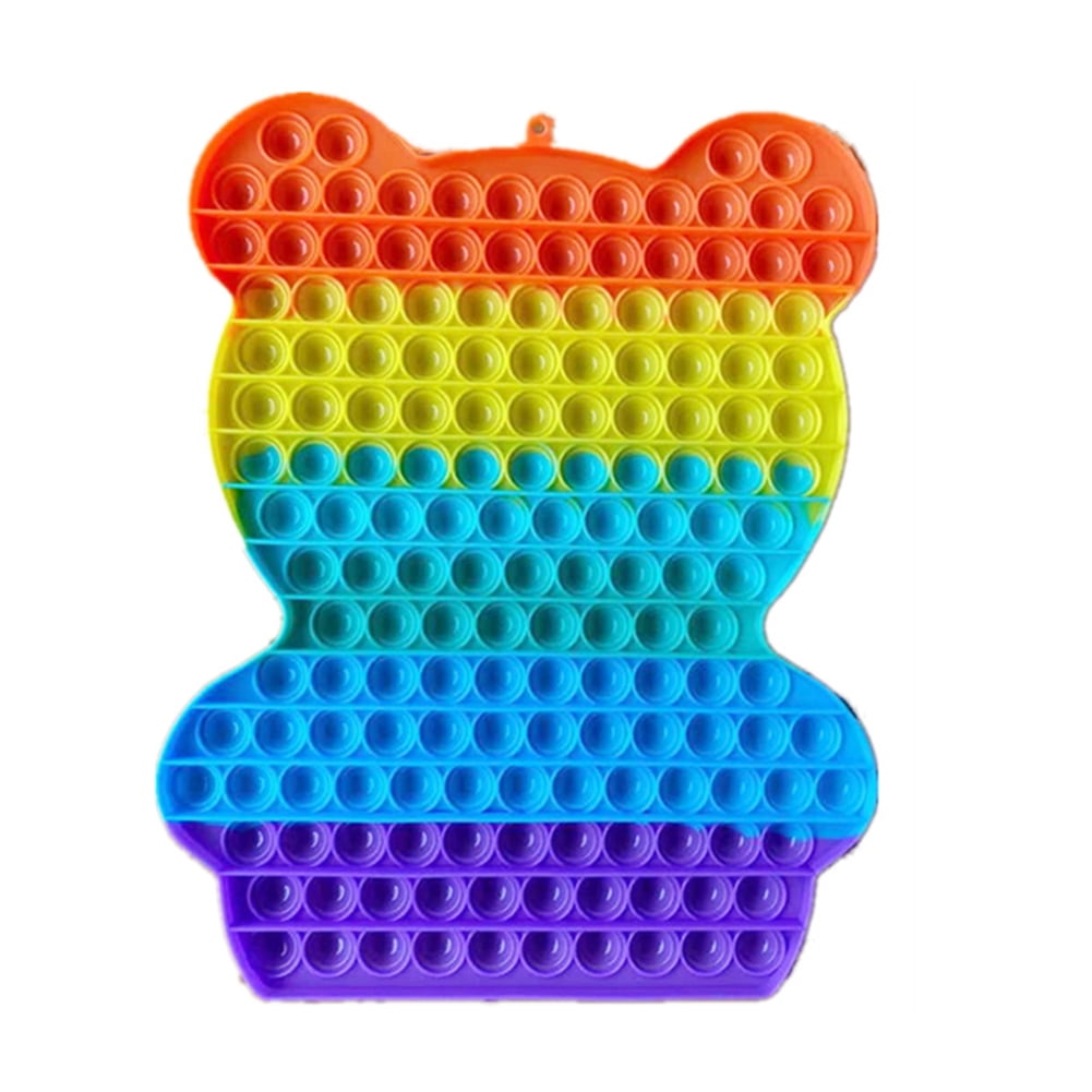Butwevi Silicone Push Bubble Rainbow Bear Shaped Fidget Toys Autism Stress  Reliever