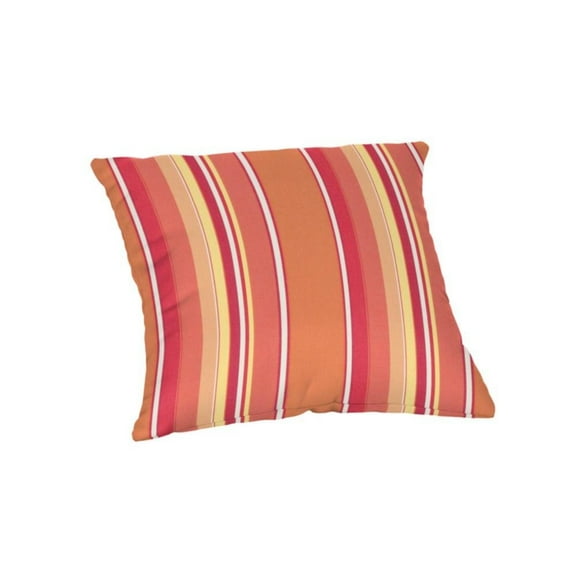 Casual Cushion Stripe Sunbrella® Fabric 1-Piece Outdoor Throw Pillow, 15"W x 15"L, Dolce Mango