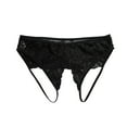 thumbnail image 4 of B91xZ String pour Femmes Invisible Taille Haute Strings Broderie Florale Bikini Culottes, L Noir, 4 of 5