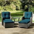 thumbnail image 2 of Wicker Patio Furniture Set - 5 Piece Rattan Outdoor Sectional Conversation Sets with 2 Swivel Rocking Chairs,2 Ottomans and 1 Side Table for Porch Deck Garden, 2 of 9